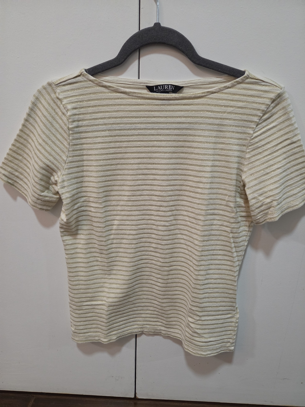 Ralph Lauren Cream Top with Gold Accent Stripes